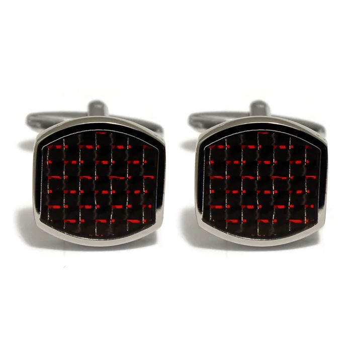 22370P Link Rhodium Oval Carbon Cuff Links