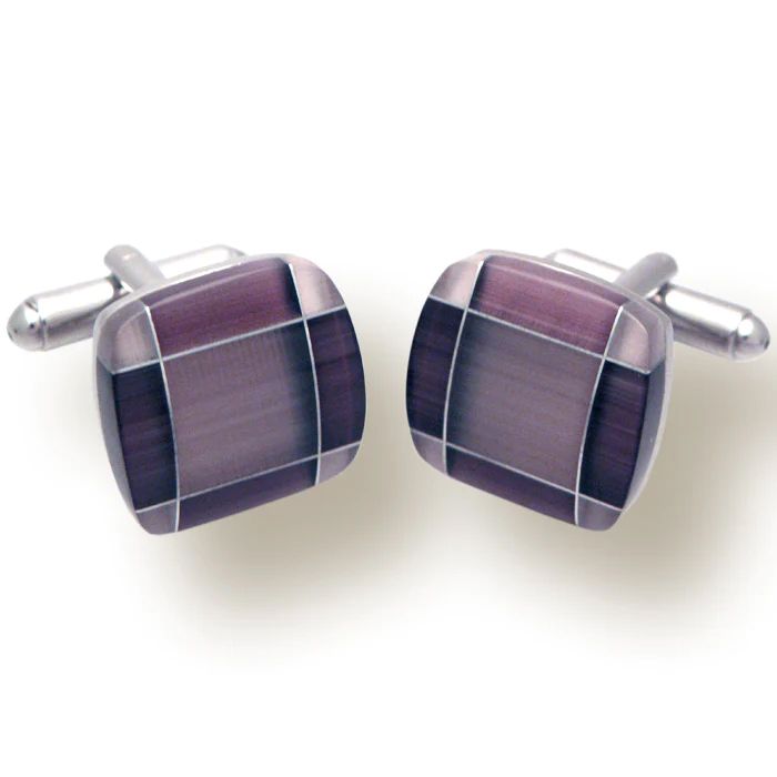 22400R Cube Coloured Lilac Stone Effect Cufflinks
