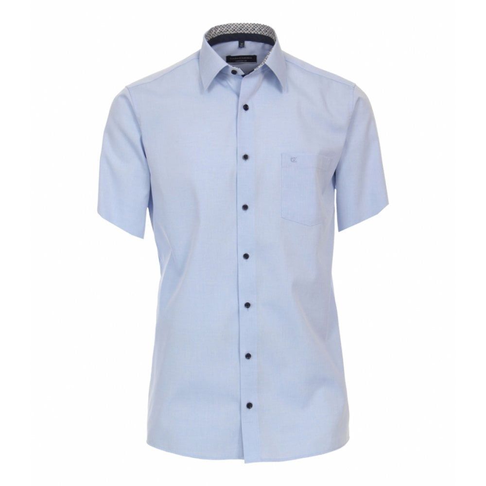 A11338 Casamoda Plain Short Sleeve Shirt (Blue)