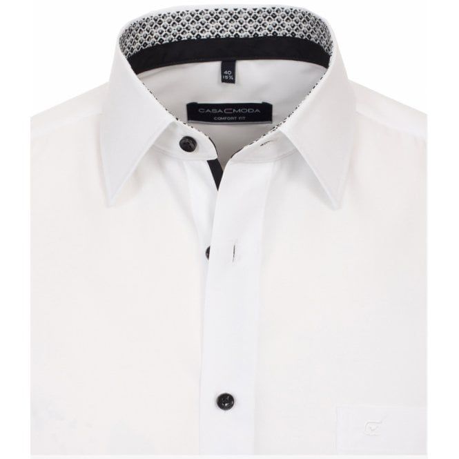 A11338 Casamoda Plain Short Sleeve Shirt (White)