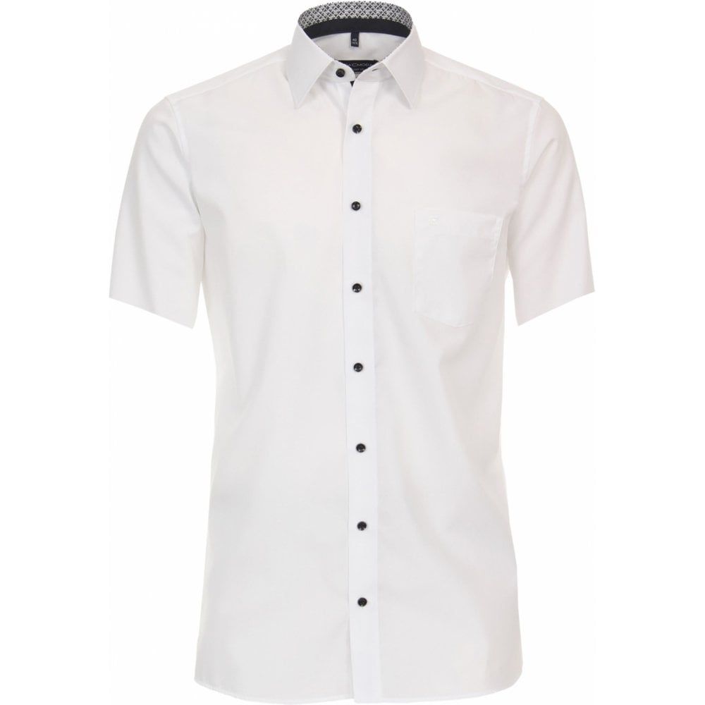 A11338 Casamoda Plain Short Sleeve Shirt (White)