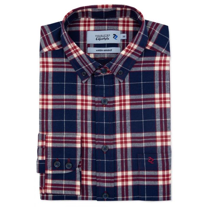 A10887 Double Two L/S Twill Check Casual Shirt