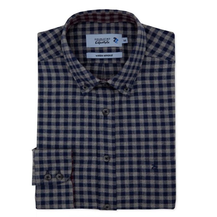 A10888 Double Two L/S Herringbone Check Casual Shirt