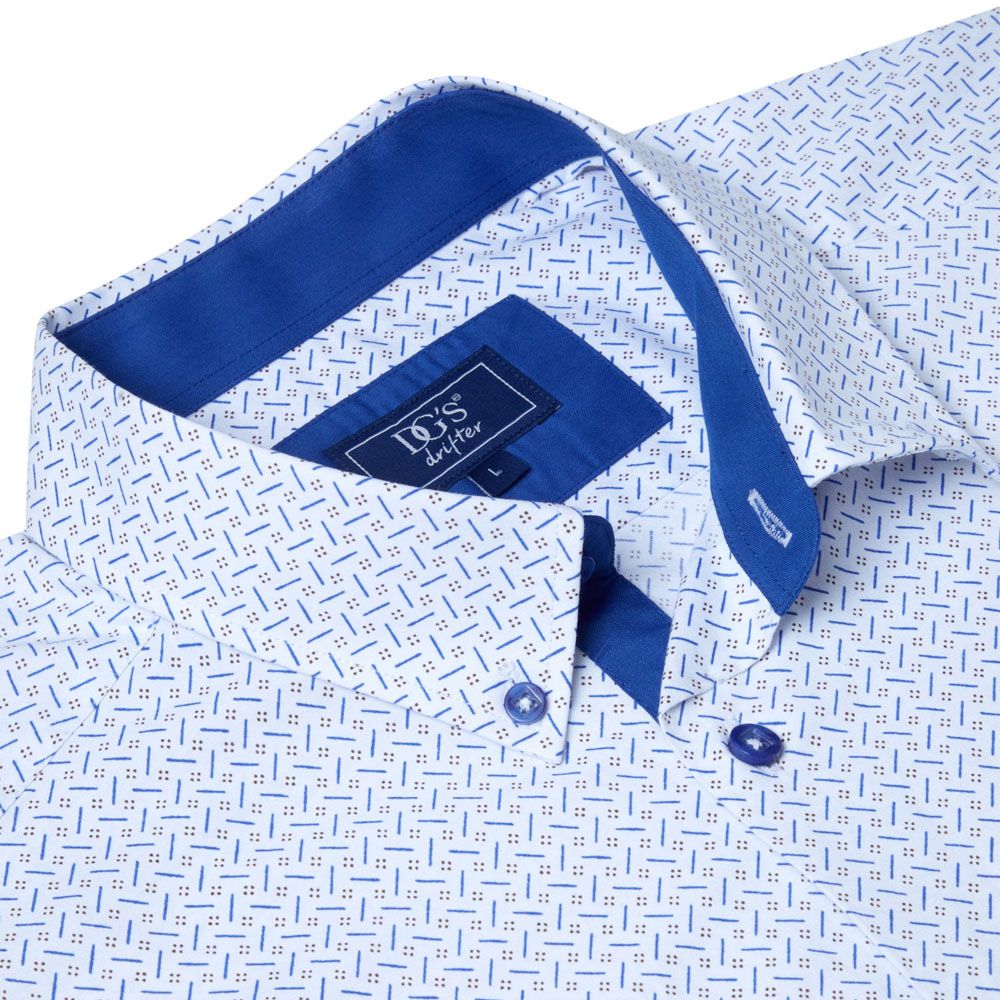 A11308 DG's Drifter Short Sleeve Fancy Print Shirt (Blue)