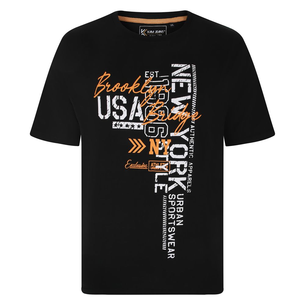 A11342 Kam New York Printed T-Shirt (Black)