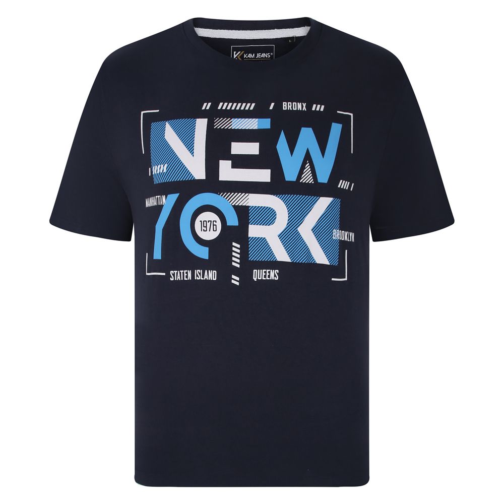 A11342 Kam New York Printed T-Shirt (Navy)
