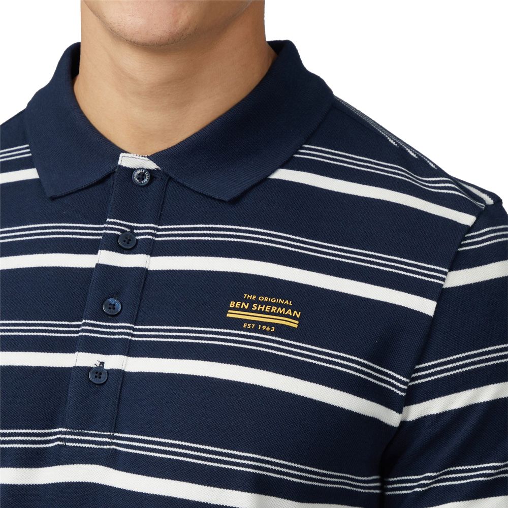 A11354 Ben Sherman Stripe Polo Shirt (Navy)