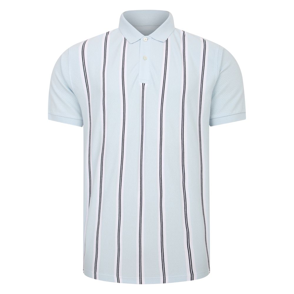 A11362XT Tall Fit Peter Gribby Stripe Polo Shirt (Ice Blue)