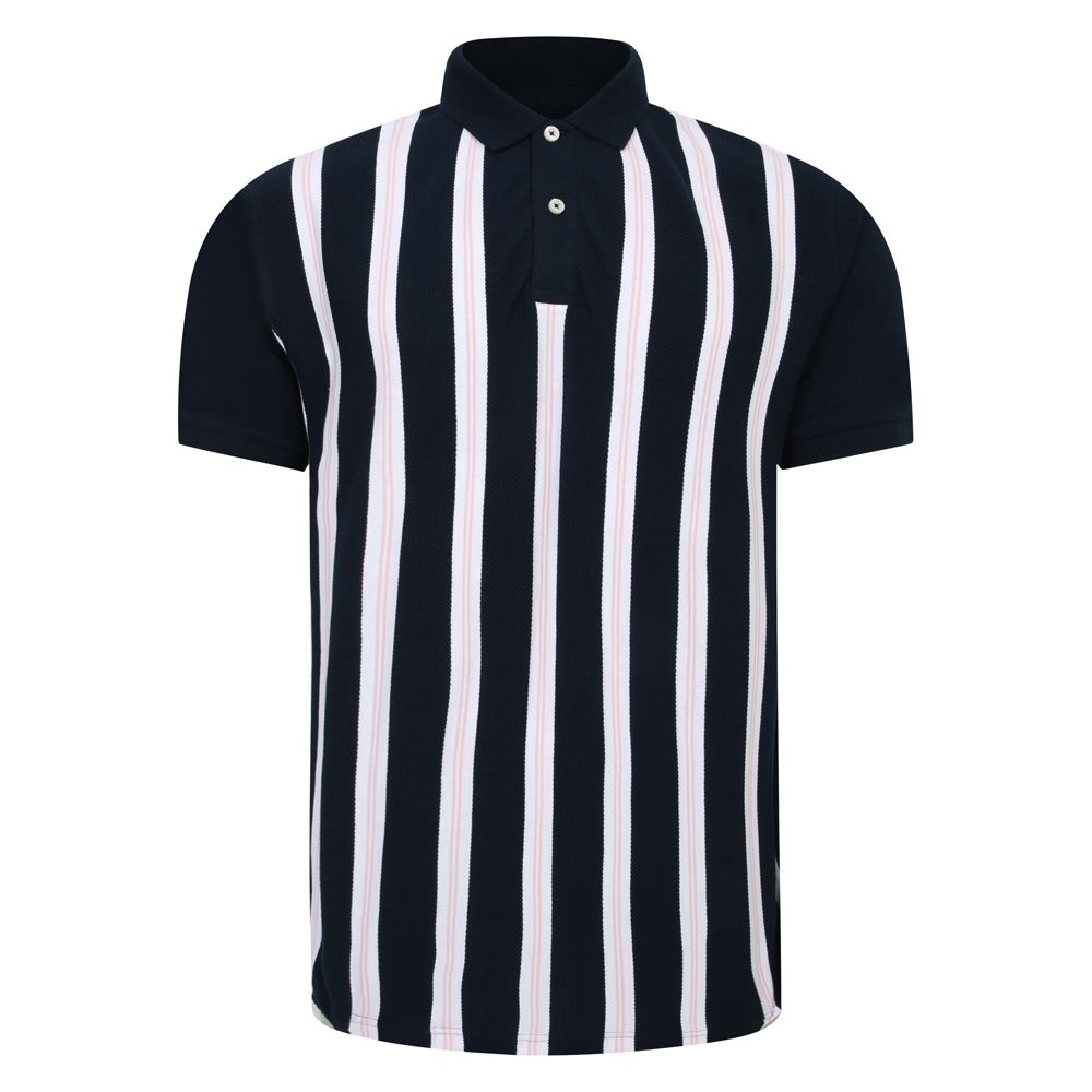 A11362 Peter Gribby Bubble Stripe Polo Shirt (Navy)