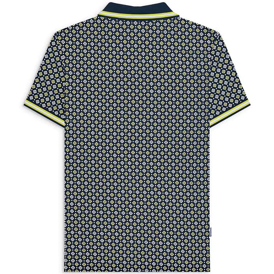 A11374 Lambretta Geometric Print Polo Shirt (Navy)