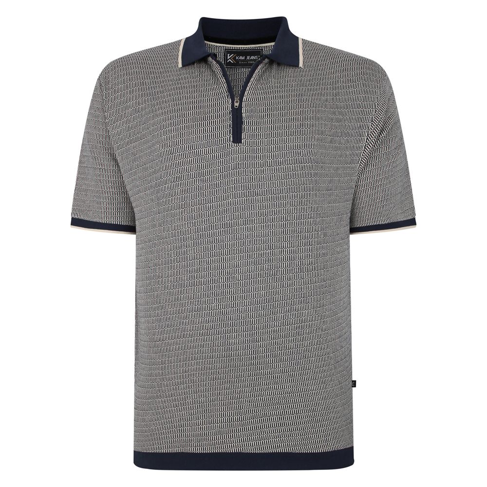 A11376 Kam Jersey Weave Pattern 1/4 Zip Polo Shirt
