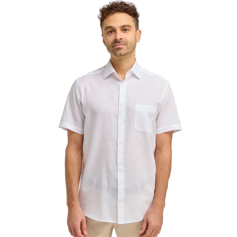 A11435 Double Two Linen Blend S/S Shirt (White)