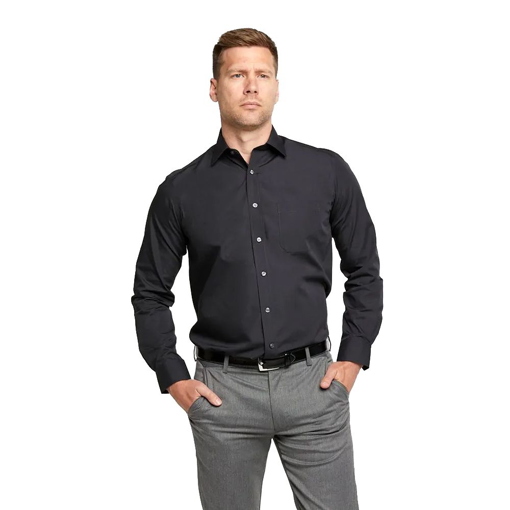 A6050XT Tall Fit Plain L/S Formal Shirt (Black)