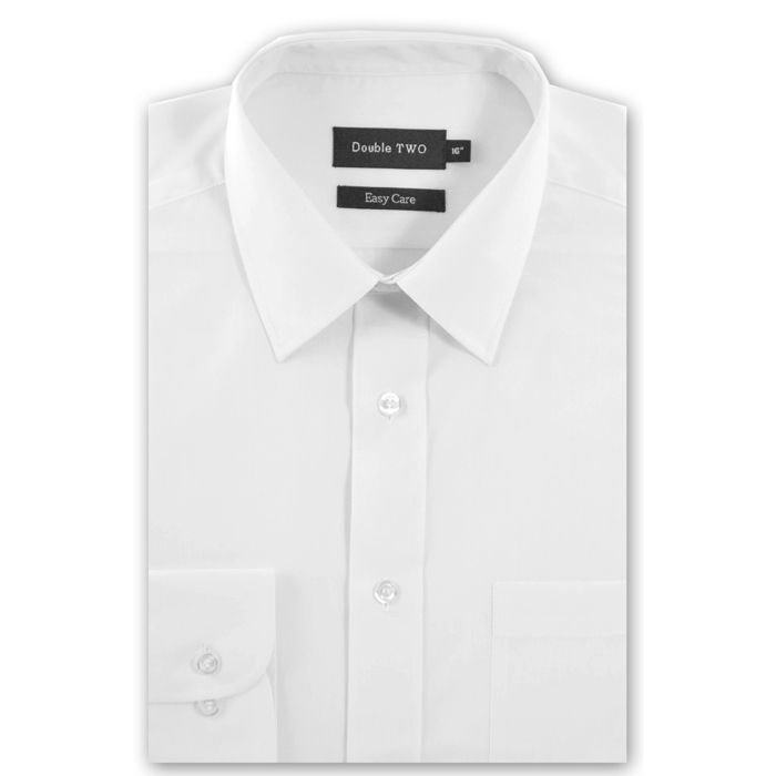 A6656A Double Two Plain L/S Extra Body Shirt (White)