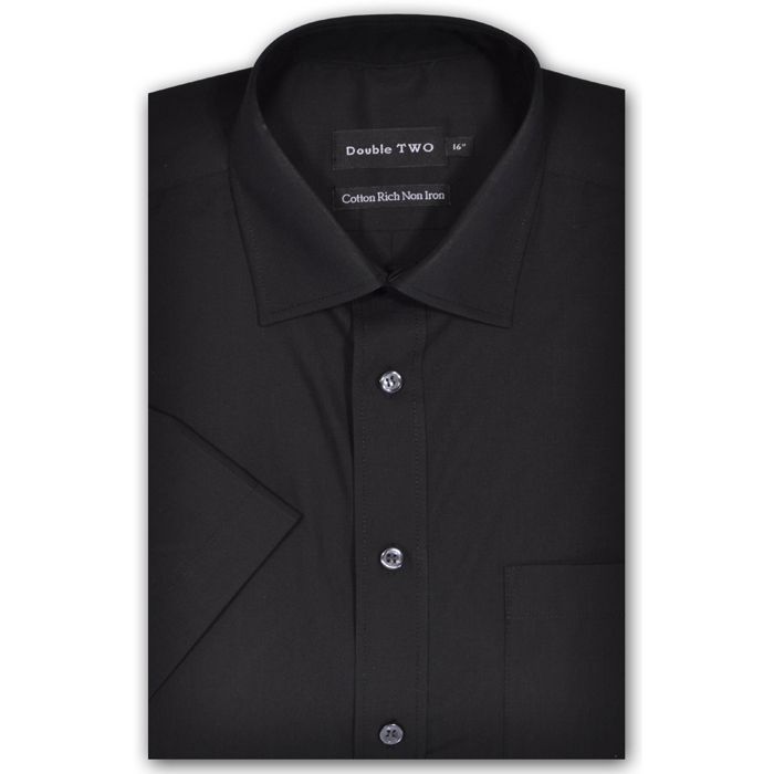 A6051XT Tall Fit Plain S/S Formal Shirt (Black)