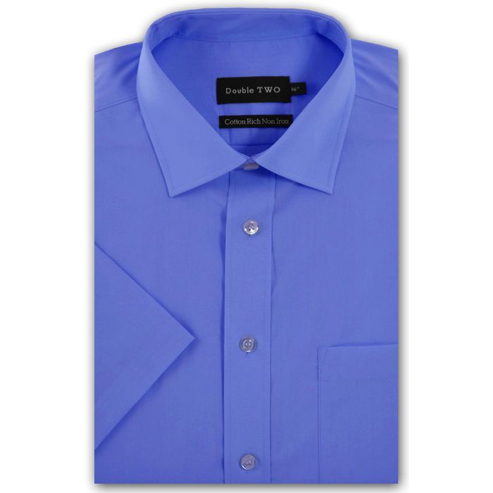 A6051XT Tall Fit Plain S/S Formal Shirt (Fresh Blue)