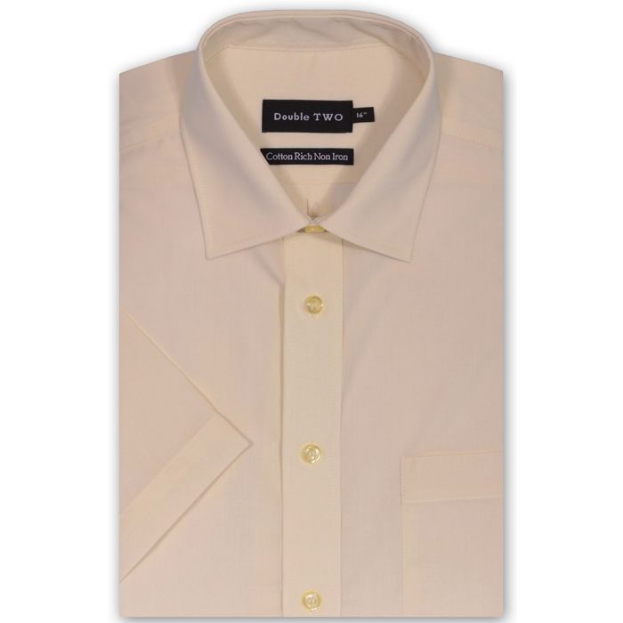 A6051 Double Two Plain S/S Formal Shirt (Cream)