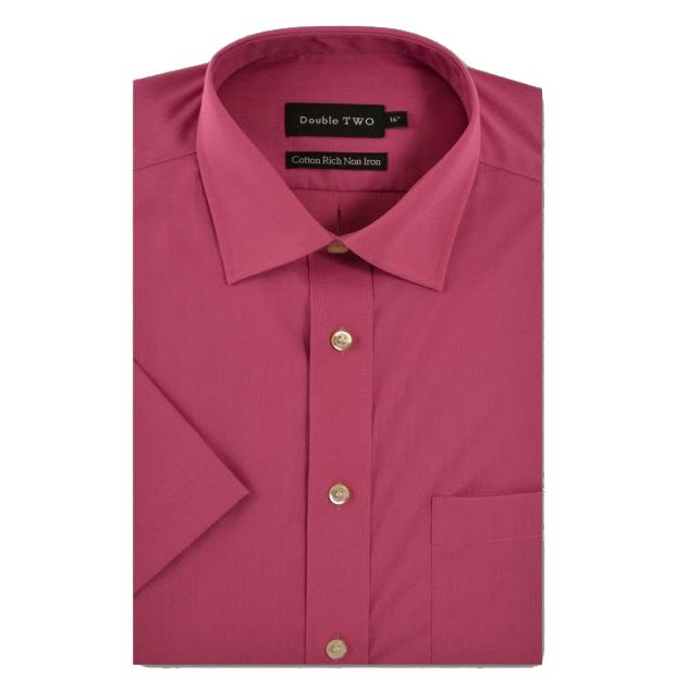 A6051 Double Two Plain S/S Formal Shirt (Dusky Pink)