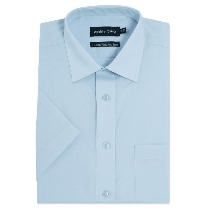 A6051 Double Two Plain S/S Formal Shirt (Sky Blue)
