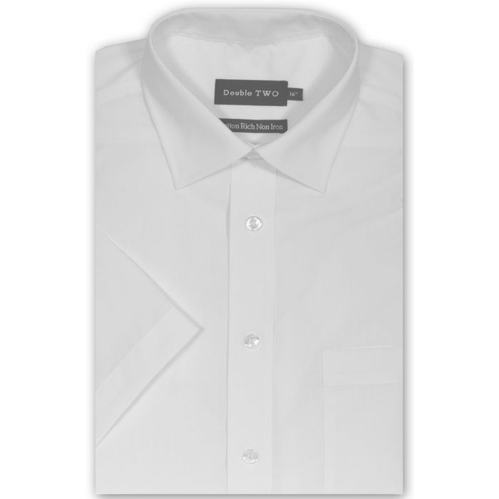 A6051 Double Two Plain S/S Formal Shirt (White)