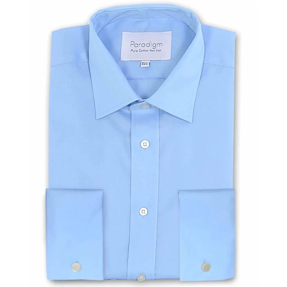 A6320 Paradigm Plain L/S Double Cuff Shirt (Blue)