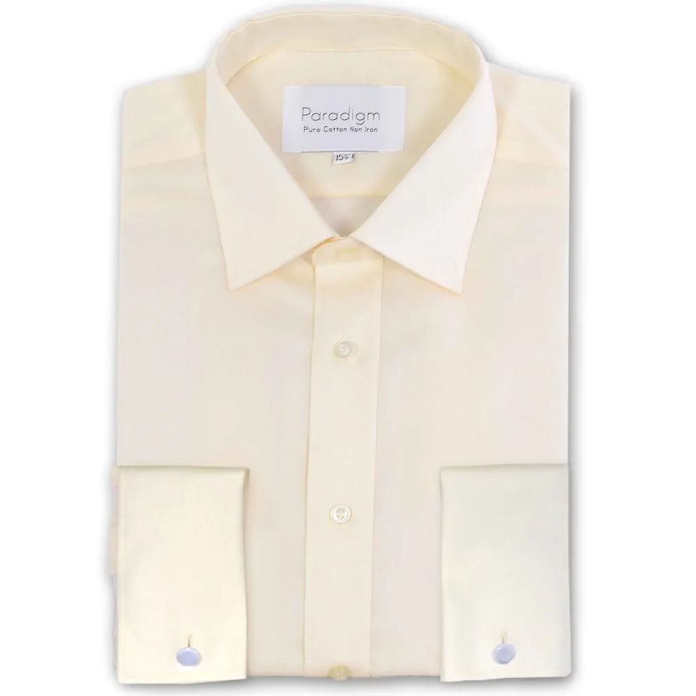 A6320 Paradigm Plain L/S Double Cuff Shirt (Cream)