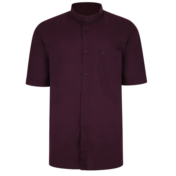 A8087 Short Sleeve Grandad Shirt (Aubergine)
