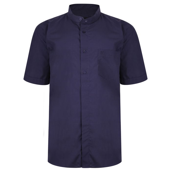 A8087 Short Sleeve Grandad Shirt (Navy)