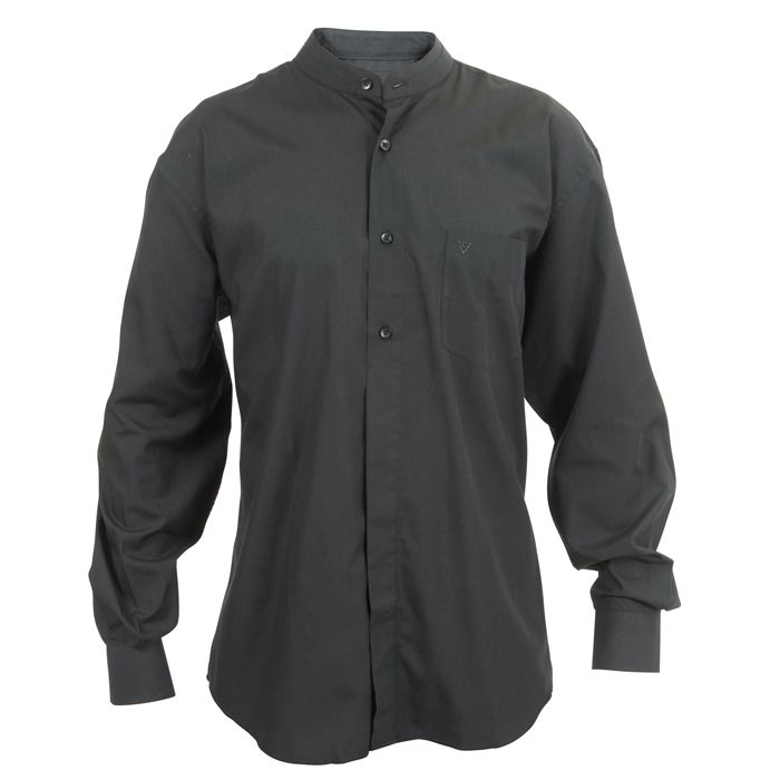 A8088 Long Sleeve Grandad Shirt (Black)