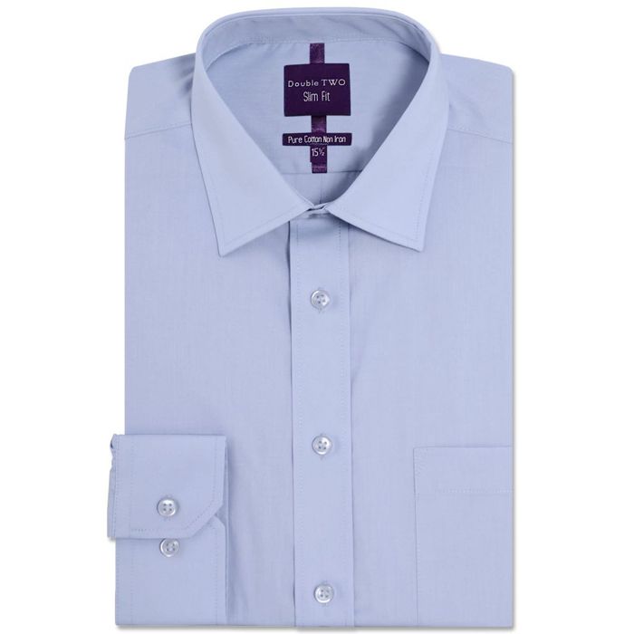 A9001XTS Slim Tall Fit Plain Shirt by Double Two (Sky Blue)