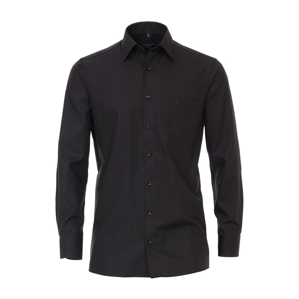 A9009XT Tall Fit Casamoda Plain Long Sleeve Shirt (Black)