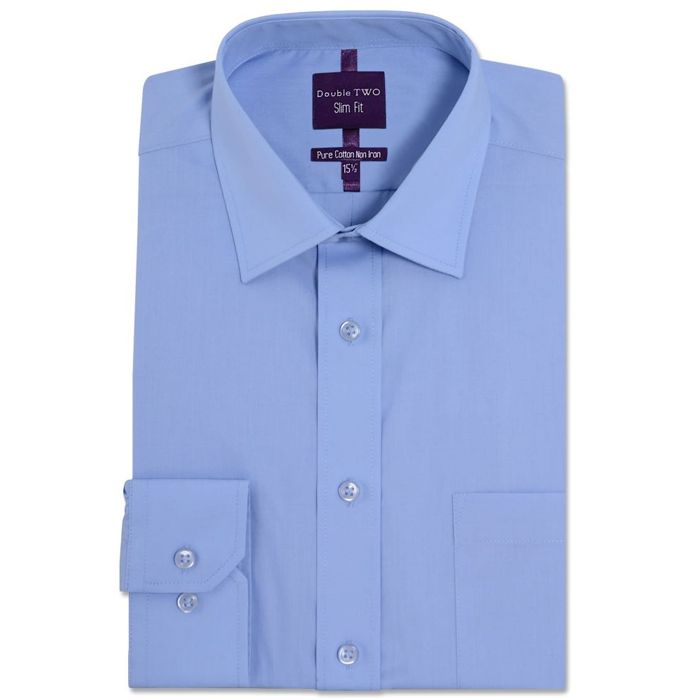 A9422 Double Two Slim Fit Plain Shirt (Fresh Blue)