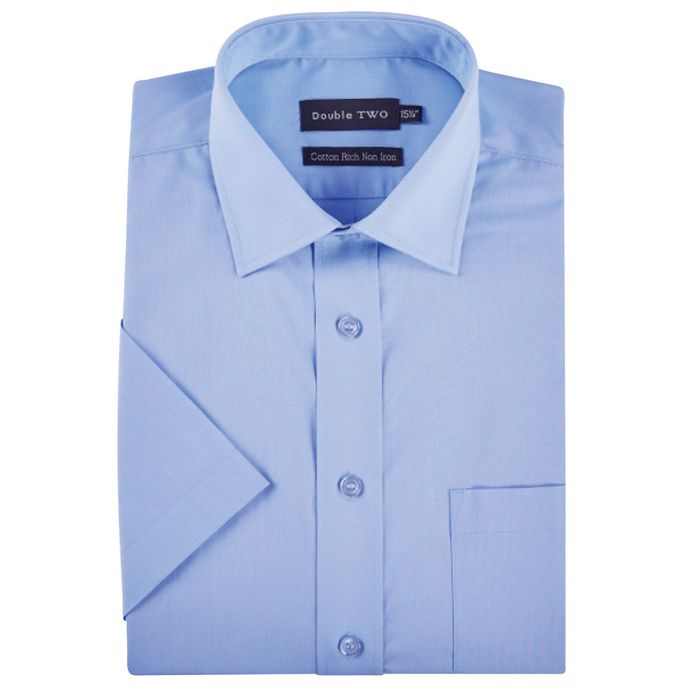 A9804 Double Two Plain S/S Extra Body Shirt (Blue)