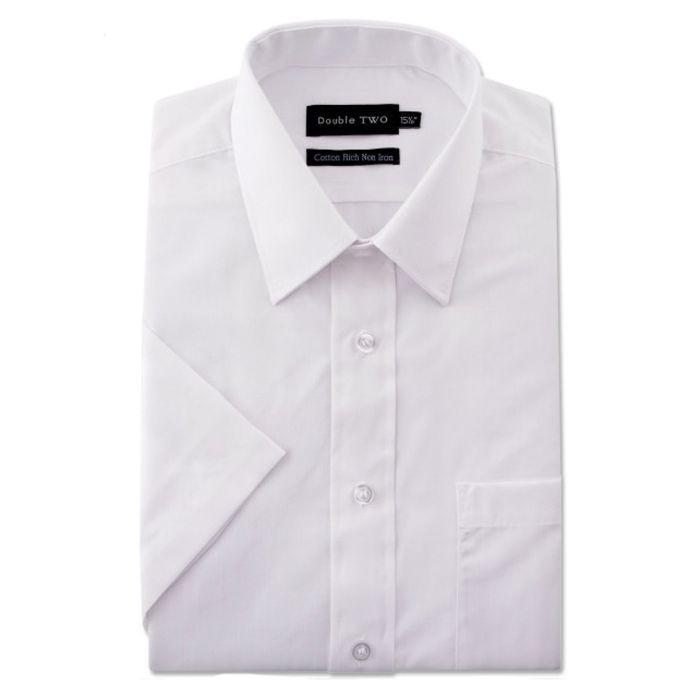 A9804 Double Two Plain S/S Extra Body Shirt (White)