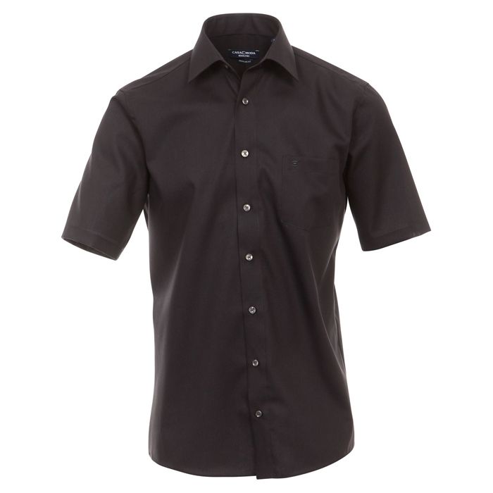 A9856 Casamoda Plain Short Sleeve Shirt (Black)