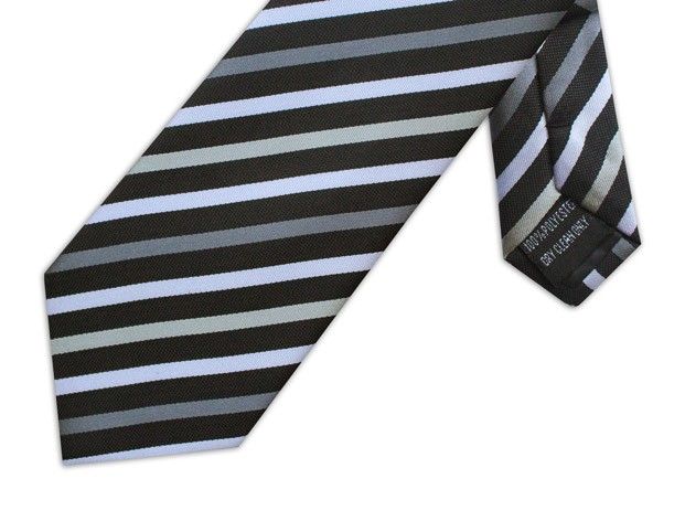 MWY311901 XL Stripe Poly Tie (Grey/Black)