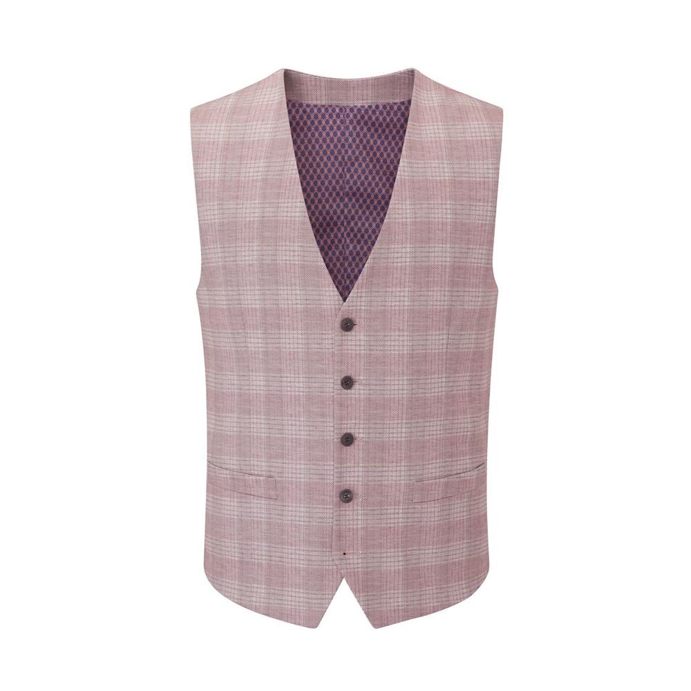 D6658XT Montalvo Tall Fit Check Waistcoat (Light Pink)