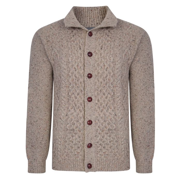 E1003XT Tall Fit Peter Gribby Lambswool Cardigan (Beige)
