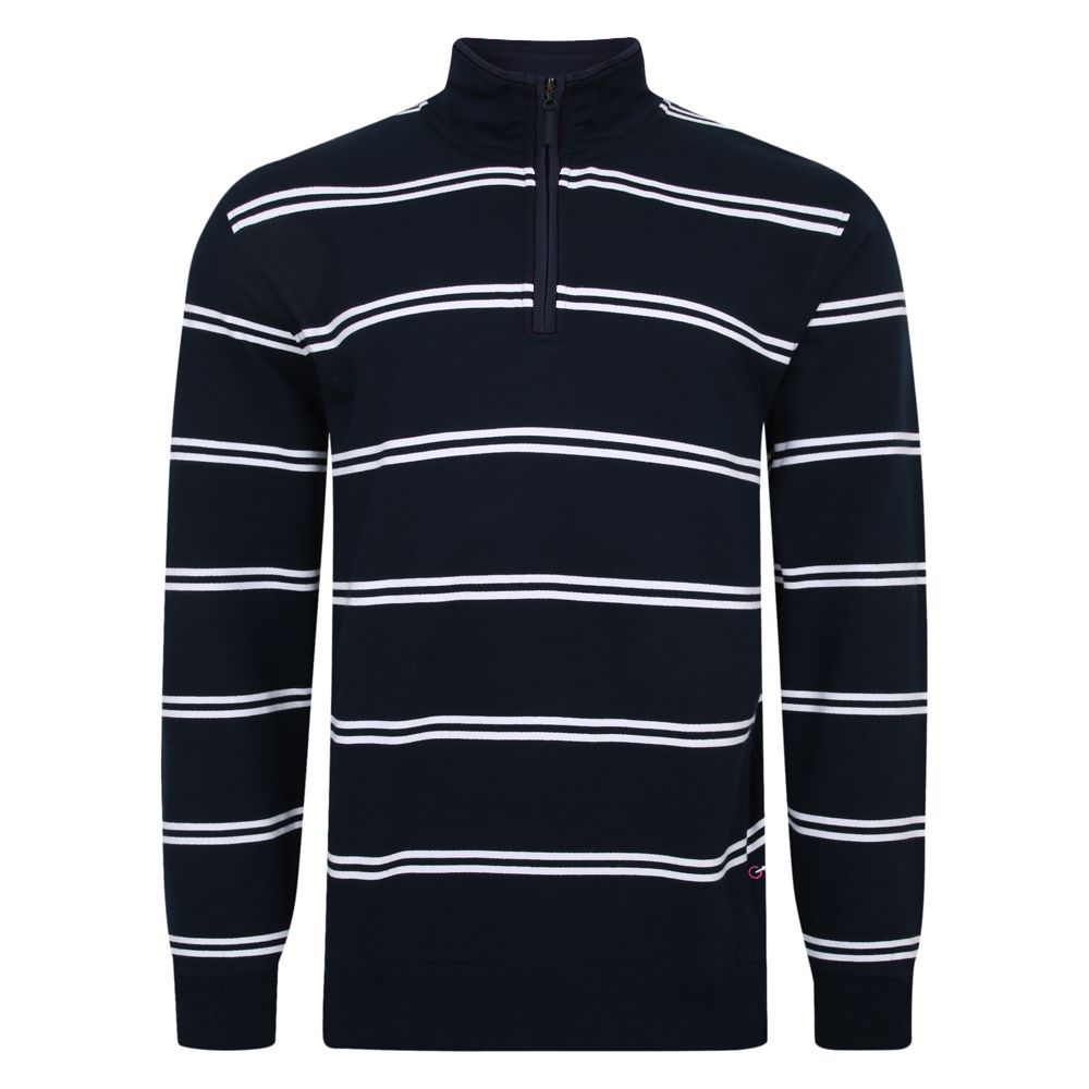 E1040 Peter Gribby 1/4 Zip Casual Stripe Top