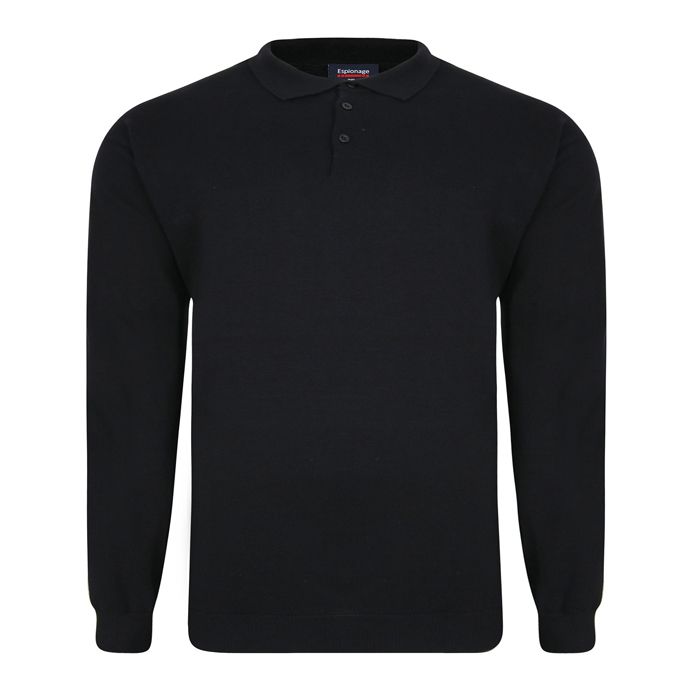 E957XT Tall Fit Espionage Knitted Polo Jumper (Black)