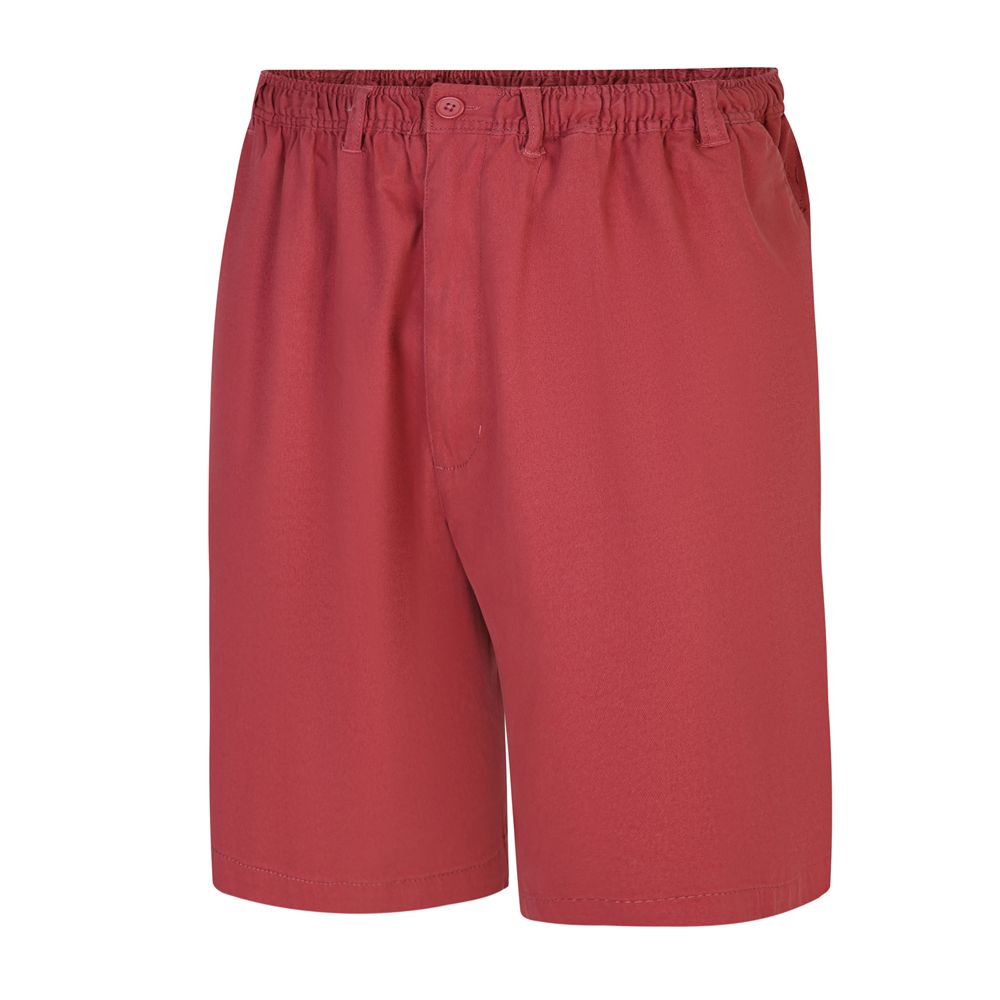 F1288 Elastic Waist High Rise Rugby Short (Soft Red)