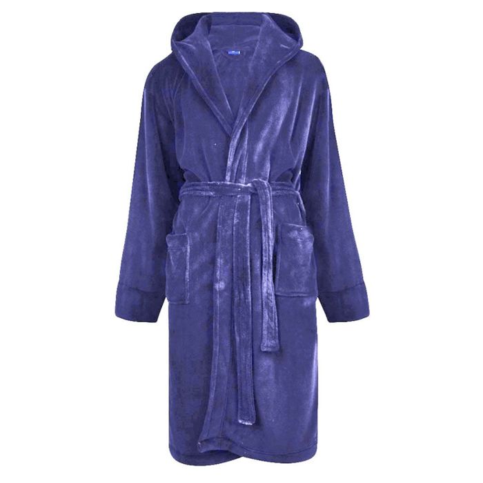 G1077 Hooded Fleece Gown (Navy)