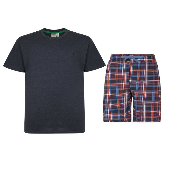 G1110 D555 T-Shirt &  Check Short Loungewear Set