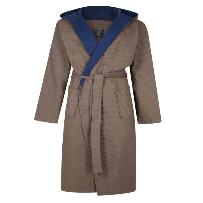 G1115 Hooded Waffle Gown (Charcoal)
