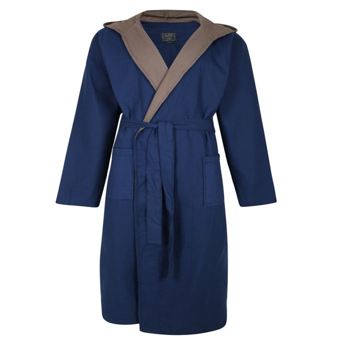 G1115 Hooded Waffle Gown (Navy)