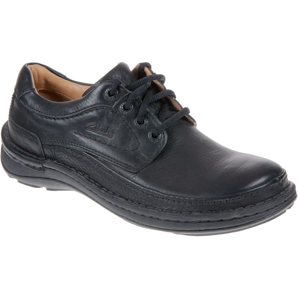 H1801 Clarks Nature Three Ext Wide H Fit Lace Up Shoes (Black)