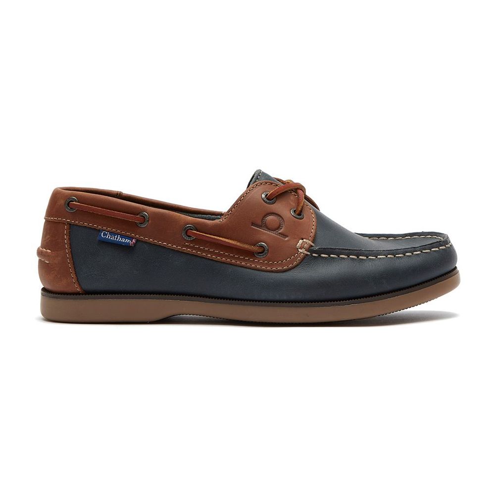 H1817 Chatham Whitstable Lace Up Boat Shoe (Navy/Tan)