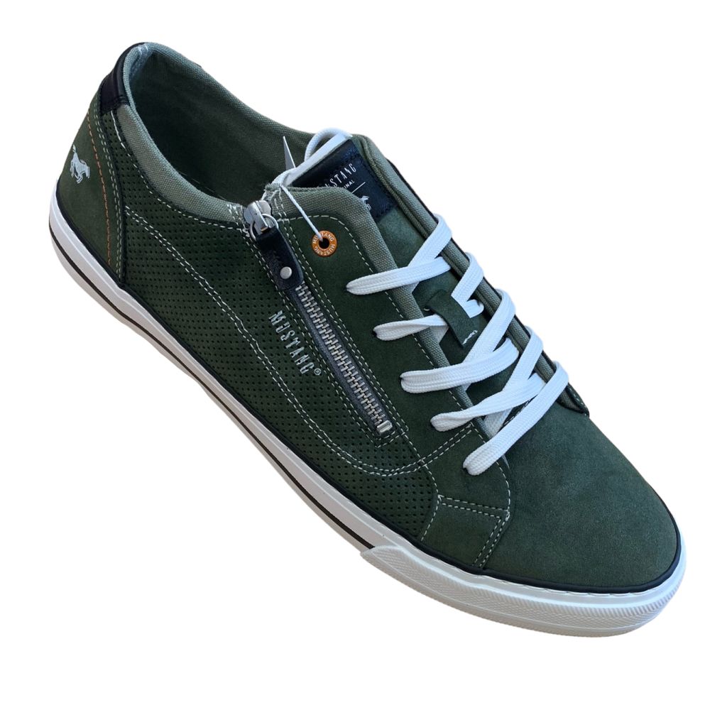 H1857 Mustang Lace Up Zip Shoe (Olive)
