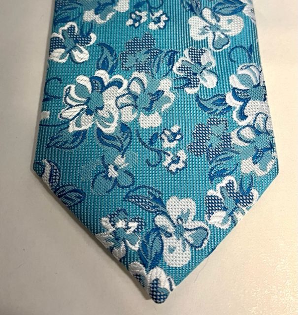 KH02552 Turquoise Floral Polyester Tie