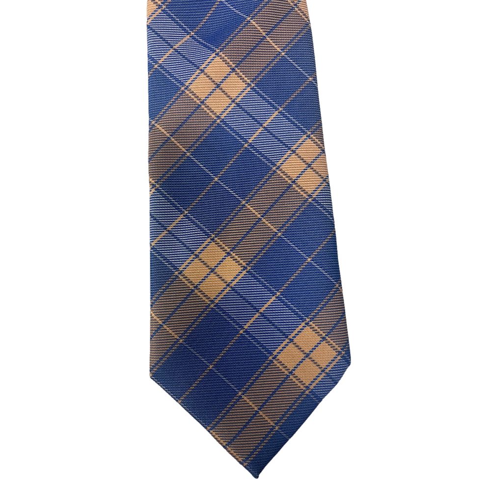 J27605A Col C Blue/Peach Check Polyester Tie